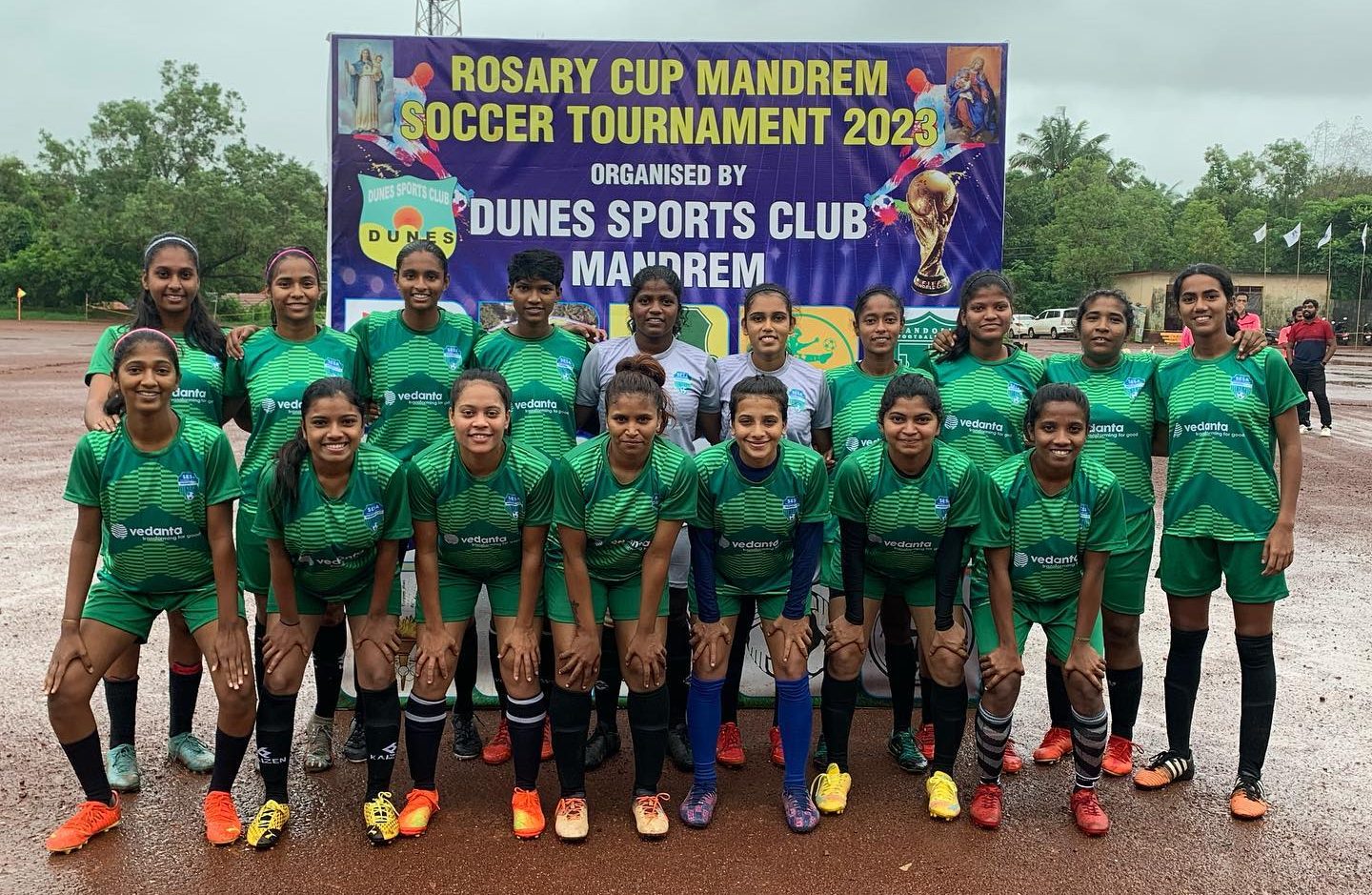 SFA Senior Women’s Team registered  3-1 win against Sinquerim Sports Club in the Women’s Exhibition Match held at the Rosary Cup Mandrem Soccer Tournament finals, organized by Dunes Sports Club, Mandrem! @meloshkaaa.10 was awarded Player of the Match. Keep going champs!